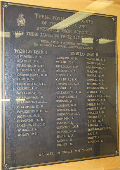 Kenora and Keewatin High Schools plaque